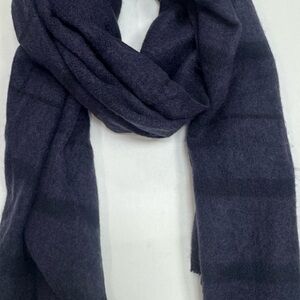 Navy Scarf Black Plaid 78” x 23” Soft Acryloc